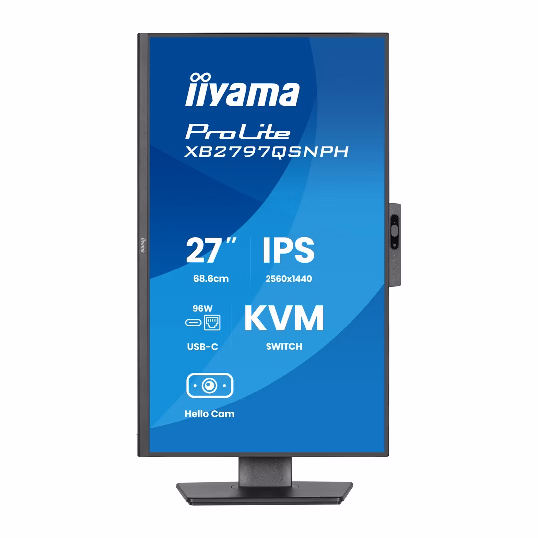 27" iiyama XB2797QSNPH-B1: IPS, QHD, USB-dock, cam