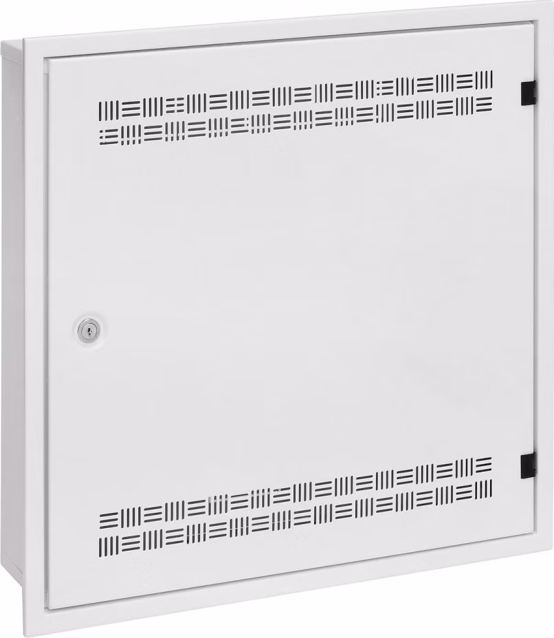 Solarix rozvaděč LC-18 do zdi s lištami 2U, 4U a 11U, 550x550 bílá RAL9003 s rámečkem k zazdění LC-18-55-15-W-W