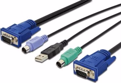 Digitus Kabelová sada KVM, VGA, PS/2-myš, PS/2-klávesnice, USB černá, 1,8 m