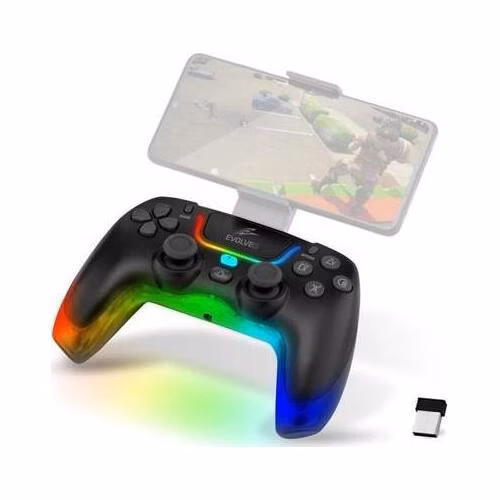 EVOLVEO Ptero2, bezdrátový &amp; drátový gamepad pro PC, PS3/4/5, iOS, Android, Switch, černý