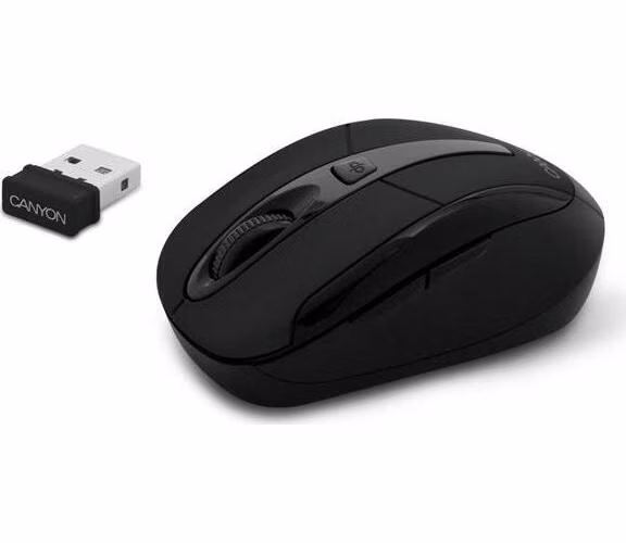 Canyon MSO-W6, Wireless optická myš USB, kompaktná, vhodná k notebookom, 1.600dpi, 6 tlač., čierna