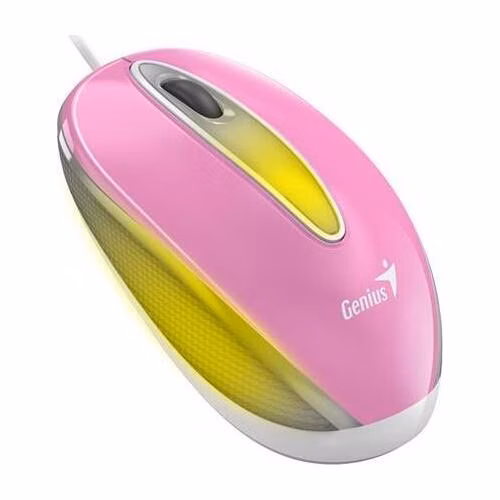 Genius DX-Mini / Myš, drátová, optická, 1000DPI, 3 tlačítka, USB, RGB LED, růžová