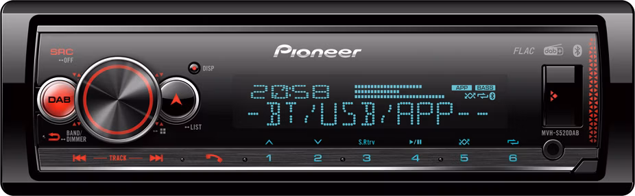 Pioneer MVH-S520DAB USB, Bluetooth, DAB+, meniteľné podsvietenie