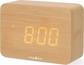 Nedis CLDK2008BN - Digitální Stolní Budík| LED | Podsvícení | Funkce odloženého buzení | Dřevo