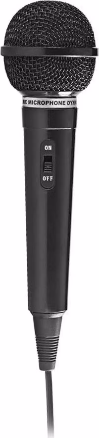 Nedis MPWD01BK - Kabelový Mikrofon | | Pevný kabel | 5.00 m | 80 Hz - 12 kHz | 600 Ohm | -75 dB | Vypínač | ABS | Černá