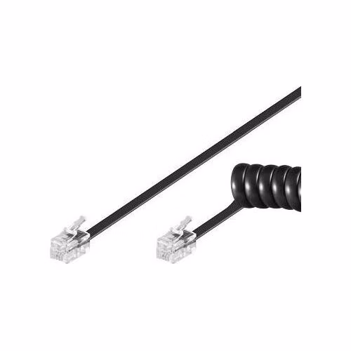 PremiumCord Kabel telefonní sluchátkový kroucený 4 žíly 7m - černý