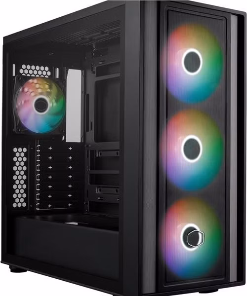 Cooler Master case MasterBox 600, ATX, Průhledná bočnice, 3x 140mm ARGB Fan, 1x 120mm ARGB Fan, ARGB Hub, Černá