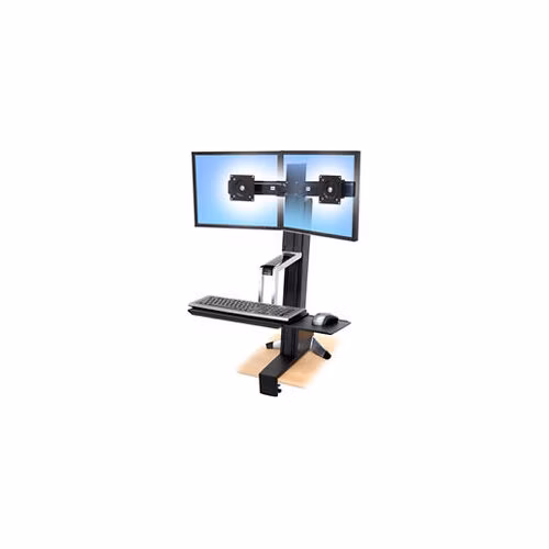 ERGOTRON WorkFit-S, Dual Sit-Stand Workstation, nastavitelný stolní držák pro dva monitory , kláv.+myš.