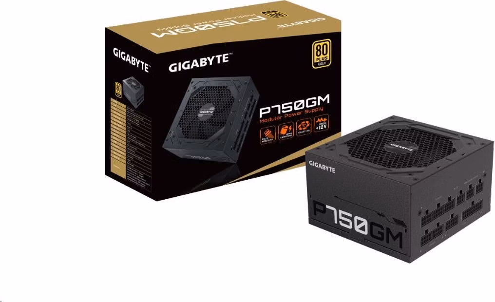 GIGABYTE zdroj P750GM, 750W, 80plus gold, modular, 120 mm fan