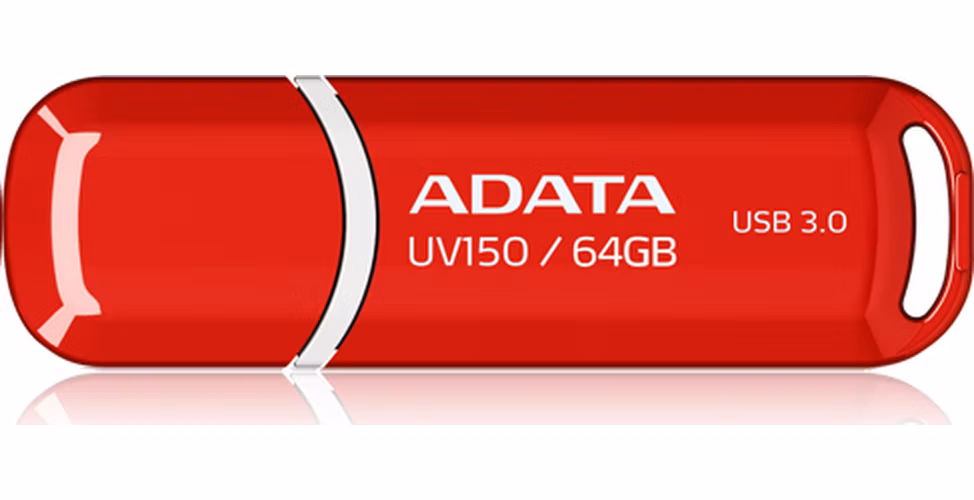 ADATA Flash Disk 64GB UV150, USB 3.1 disk Dash Drive (R:90/W:20 MB/s) červený