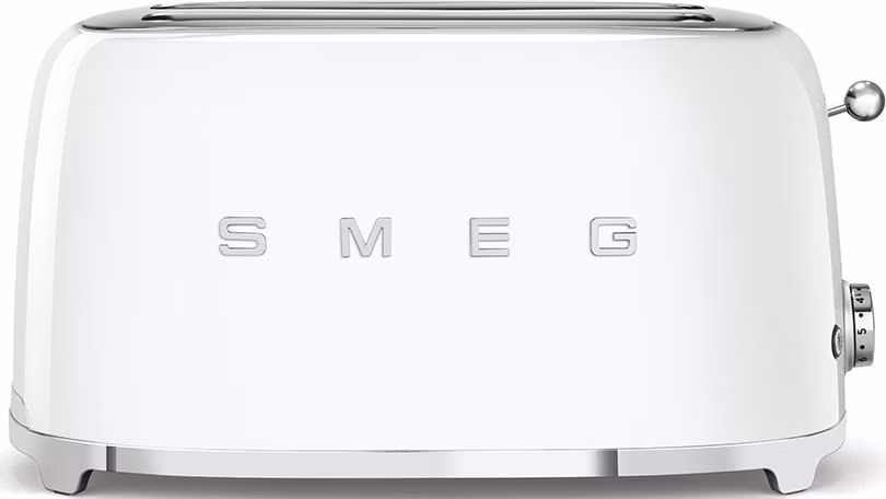 Smeg TSF02WHEU, toustovač / topinkovač, 4 toasty, 6 úrovní opékání, zásuvka na drobky, styl. 50. let, bílá
