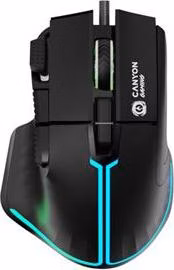 Canyon Fortnax, GM-636 herná myš, drôtová, optická, 20.000dpi, odozva 1ms, 9 progr. tlač,  6 režimov RGB podsv., čierna