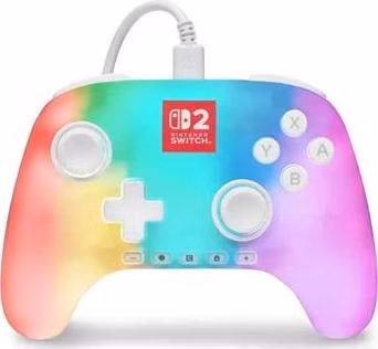 PowerA Kabelový ovladač pro Nintendo Switch 2 - svítící, bílý