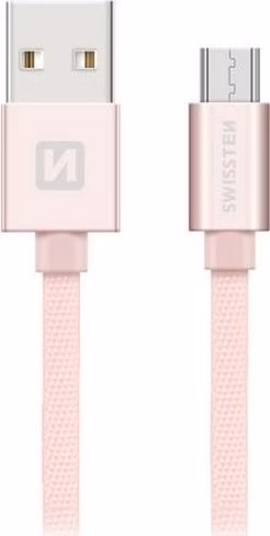Swissten Datový Kabel Textile Usb / Micro Usb 0,2 M Růžovo/Zlatý