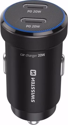 SWISSTEN CL ADAPTÉR 2x USB-C PD, 20W ČERNÝ