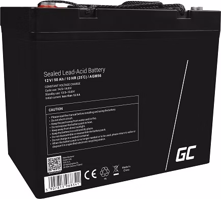 Green Cell AGM VRLA 12V 50Ah maintenance-free battery for boats, scooters, camper vans, wheelchairs, lawnmower