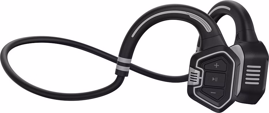 EVOLVEO BoneSwim MP3 16GB, bluetooth bezdrátová sluchátka s mikrofonem na lícní kosti, šedé