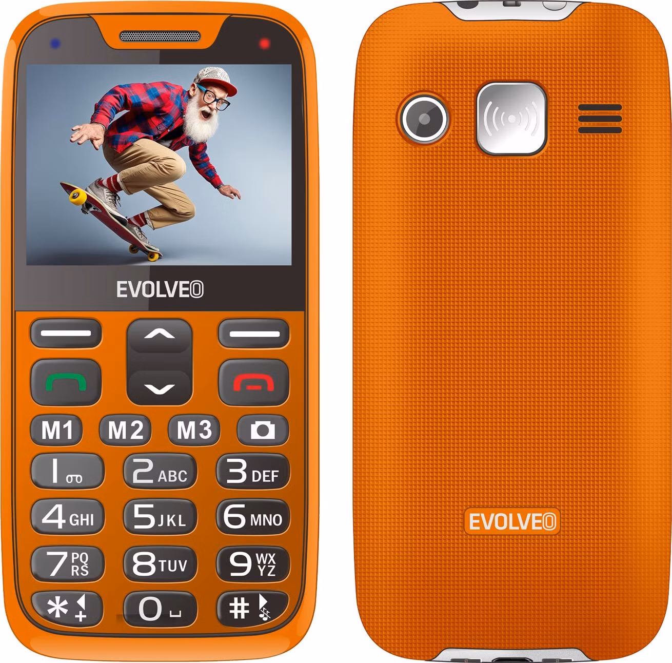 EVOLVEO EasyPhone XR, mobilní telefon pro seniory s nabíjecím stojánkem, oranžová