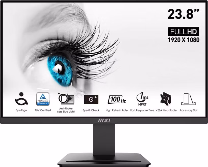 MSI PRO MP2412/ 23,8"/ 1920x1080/ VA/ 1ms/ 100Hz/ 300cd/m2/ 4000:1/ HDMI/ DP/ VESA/ černý