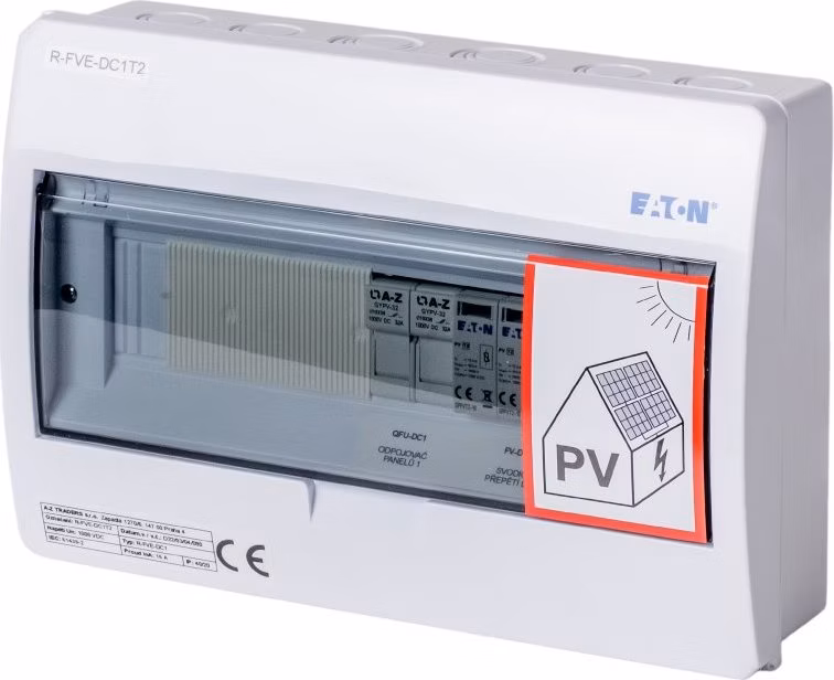 Solarmi DC1T2 osazený rozvaděč pro fotovoltaiku, svodič, odpojovač, pojistky, třída 2