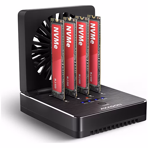 AXAGON ADSA-M2C44, USB4 dokovací stanice pro 4× M.2 NVMe SSD s funkcí klonování