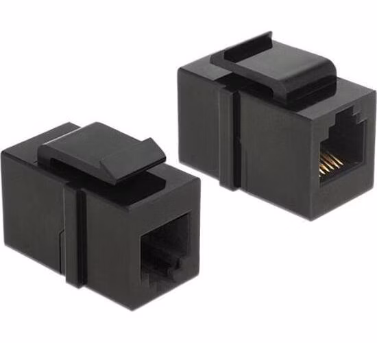 Delock Keystone Module RJ12 samice > RJ12 samice Cat.3, spojka, černá