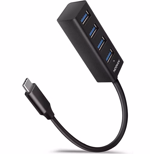 AXAGON HUE-M1C, 4x USB 3.mINI rozbočovač 2. generácie, kovový, kábel USB-C 20 cm