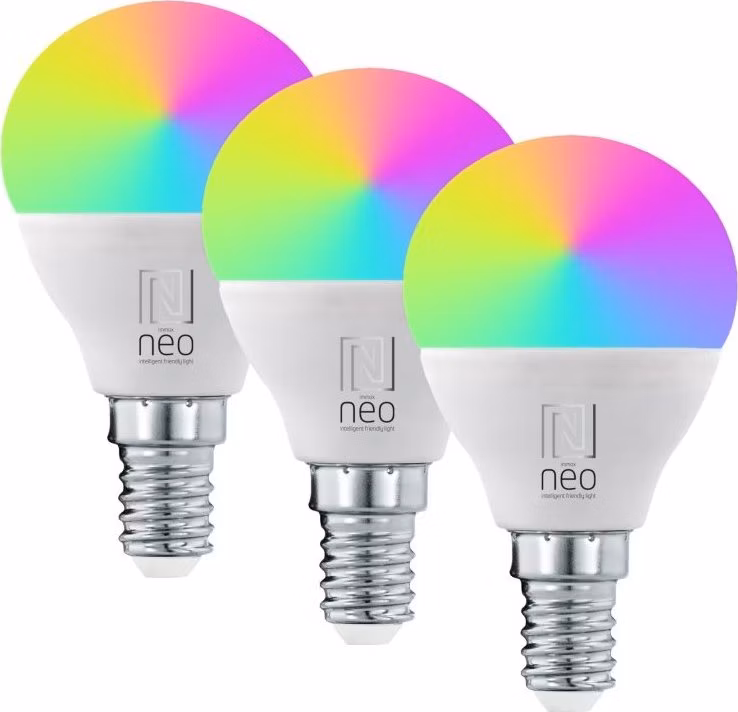 IMMAX NEO LITE SMART sada 3x žárovka LED E14 6W RGB+CCT barevná a bílá, stmívatelná, Wi-Fi, P45, TUYA
