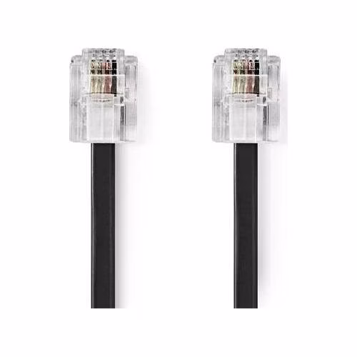 Nedis TCGL90200BK20 - Telekomunikační kabel | RJ11 Zástrčka – RJ11 Zástrčka | 2 m | Černá
