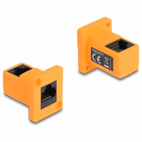 Delock Modul Typu D, ze zásuvky RJ45 na zásuvku, pravoúhlý, 90°, oranžový