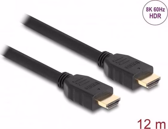 Delock High Speed HDMI kabel, 48 Gbps, 8K 60 Hz, černý, 12 m