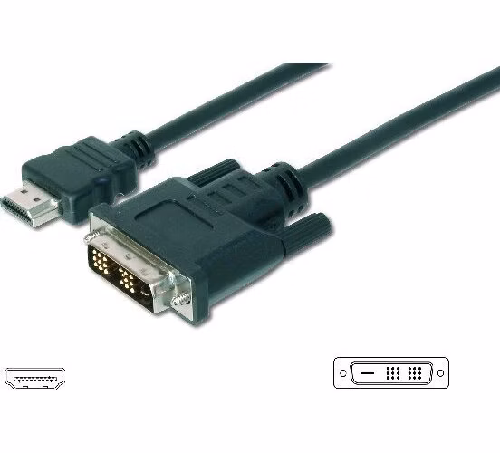 Digitus Adaptérový kabel HDMI, typ A-DVI (18 + 1) M / M, 3,0 m, Full HD, bl