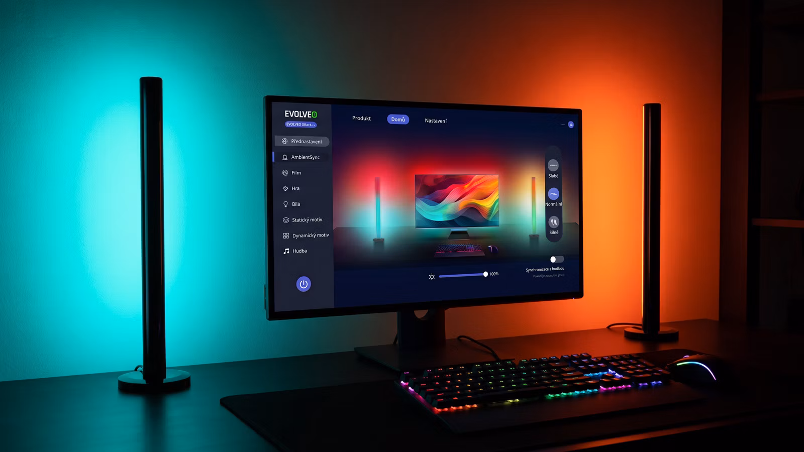 EVOLVEO Gbar 1, Ambientní RGB tyče k PC s aplikací