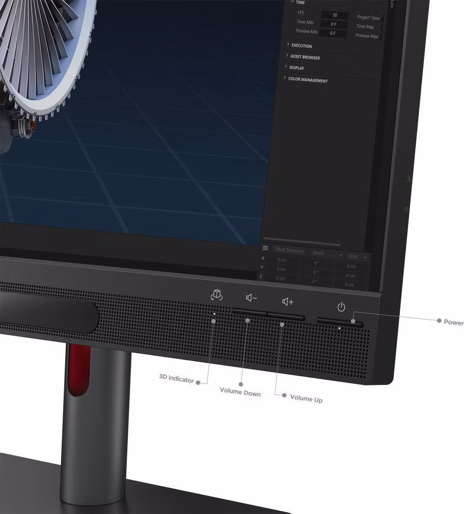LENOVO LCD ThinkVision 27 3D - 27'',IPS,matný,16:9,3840x2160(2D),1920x2160(3D),4ms,HDMI,DP,USB-C,USB Hub,RJ45,VESA,Pivot