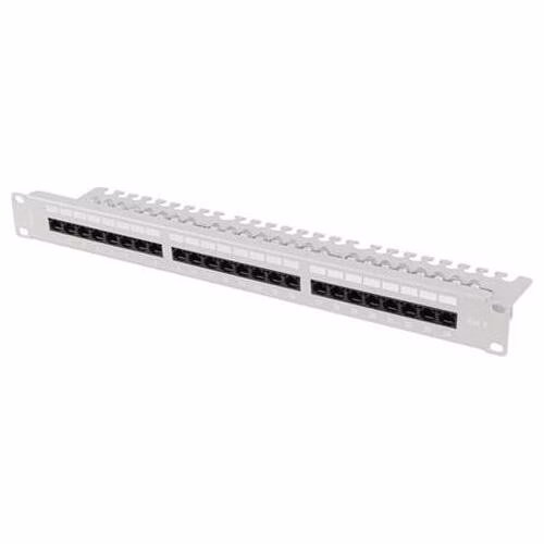 LANBERG PATCH PANEL 24 PORTŮ 1U 19" CAT.6 UTP S POLICÍ ŠEDÝ