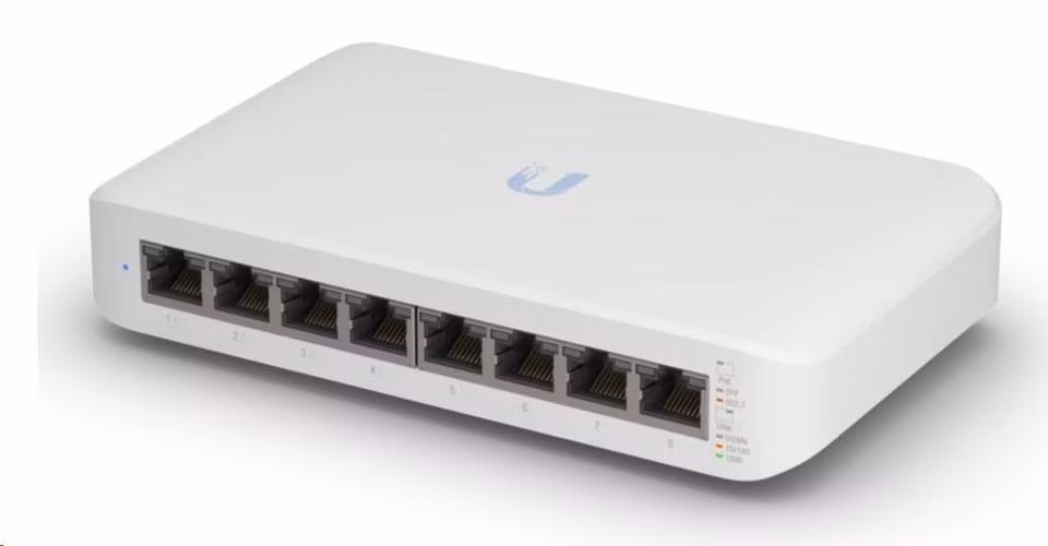 UBNT UniFi Switch USW-Lite-8-PoE [8xGigabit, 4x PoE out 52W, 802.3at/af, 16Gbps]