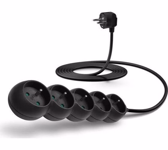 CONNECT IT prodlužovací kabel 230 V, 5 zásuvek, 3 m, bez vypínače (černý)