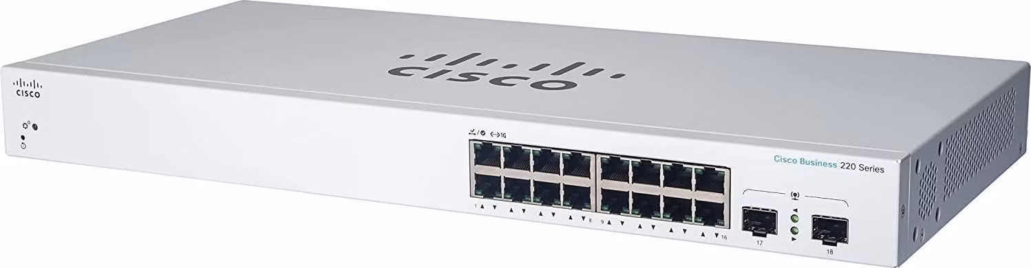 Cisco switch CBS220-16T-2G (16xGbE,2xSFP,fanless) - REFRESH