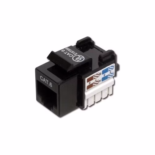 Digitus CAT 6 Keystone Jack, nestíněný RJ45 na LSA, barva černá