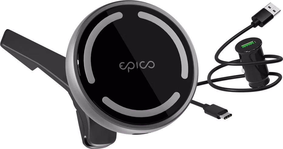 Epico Magnetic Wireless Car Charger - šedá