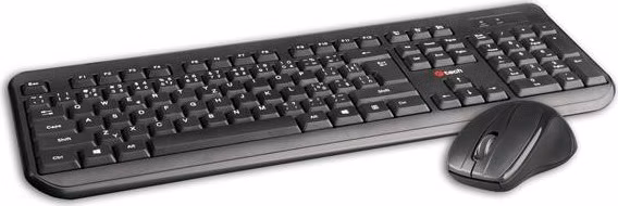C-TECH klávesnica a myš WLKMC-01, USB, čierna, bezdrôtová, CZ+SK