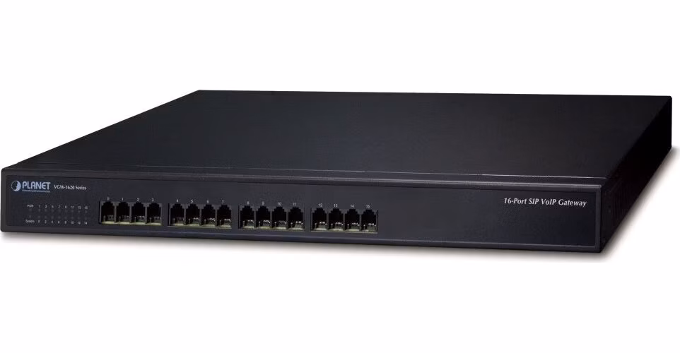 Planet VGW-1620FS VoIP gateway, 16x FXS, SIP, CallerID, Fax, Hotline, firewall, SNMP, SSH/TLS, QoS
