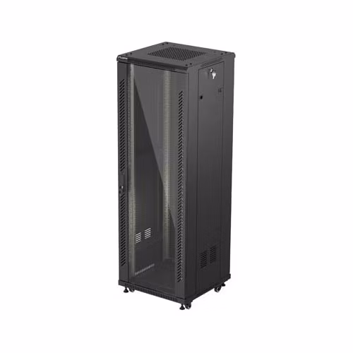 LANBERG 19" VOĽNE STOJÚCA RACKOVÁ SKRIŇA 37U/600X600 (FLAT PACK) S PRESKLENÝMI DVERAMI ČIERNA