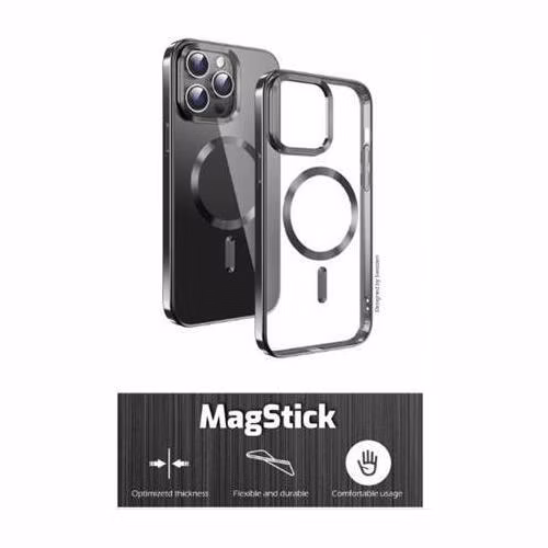 SWISSTEN POUZDRO CLEAR JELLY MagStick METALLIC PRO IPHONE 15 PLUS ČERNÉ