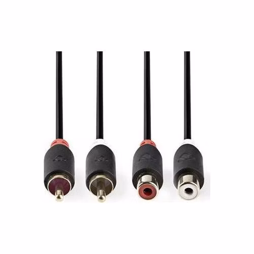 Nedis CABW24205AT20 - Stereofonní Audio Kabel | 2x RCA Zástrčka - 2x RCA Zásuvka | 2 m | Antracit