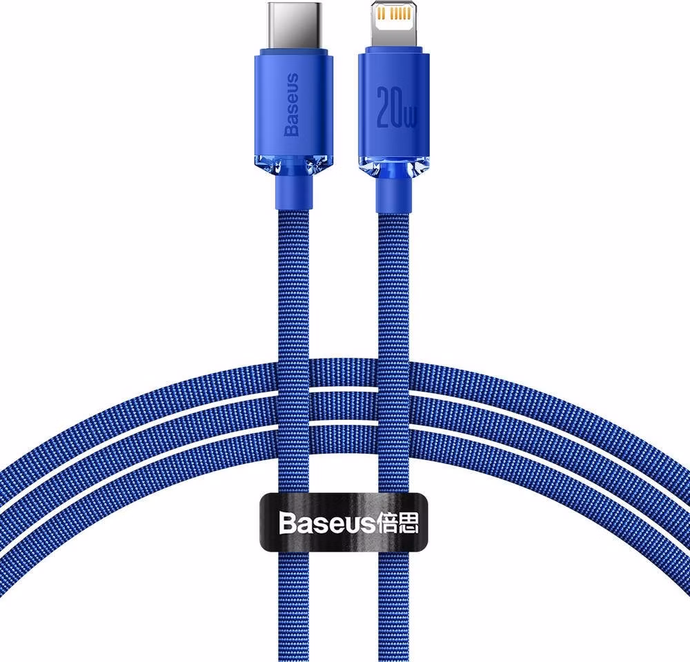 Baseus CAJY000203 Crystal Shine Series Dátový Kábel USB-C - Lightning 20W 1,2m Blue