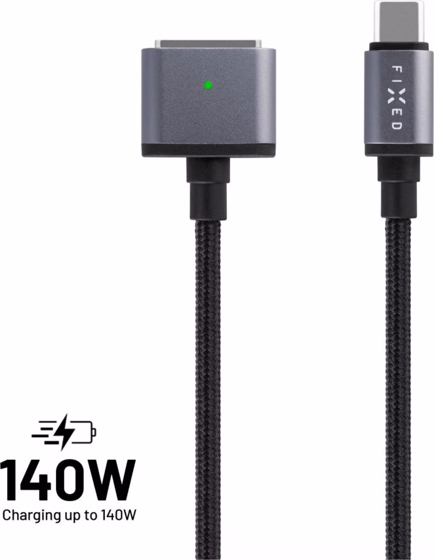 FIXED kábel USB-C/MagSafe 3, 2m, 140W, sivý