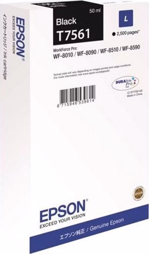 Epson inkoustová náplň/ C13T756140/ DURABrite Pro/ vel. L/ WF-8010/WF-8510/WF-8090/WF-8590/ černá