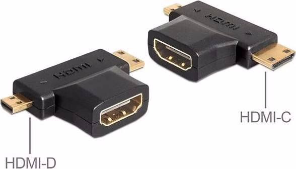 Delock adaptér HDMI-A samice > HDMI-C + HDMI-D samec