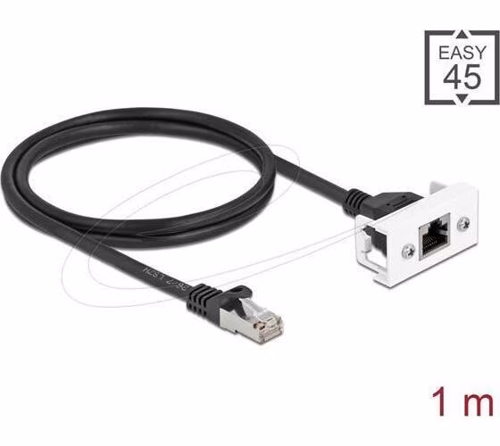 Delock Síťový prodlužovací kabel pro Modul Easy 45 S/FTP ze zástrčkového konektoru RJ45 na zásuvkový kon